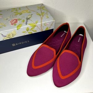 Birdies Washable Blackbird Tropical Pink & Orange Flat Loafers New NWB Size 7